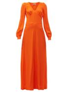 Matchesfashion.com Bella Freud - Nova Balloon Sleeve Crepe Dress - Womens - Orange