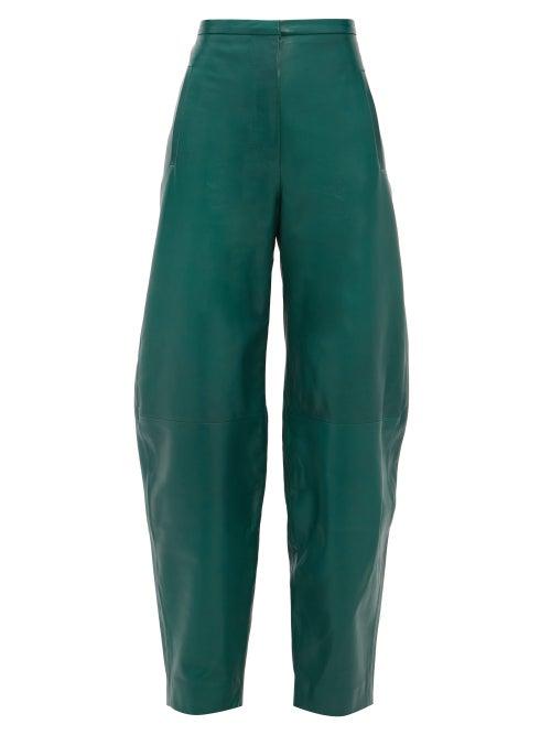 Matchesfashion.com Khaite - Emma High Rise Leather Trousers - Womens - Green