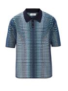 Matchesfashion.com Marine Serre - Crescent Moon-jacquard Polo Shirt - Mens - Blue