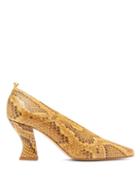 Matchesfashion.com Bottega Veneta - High Cut Spool Heel Python Pumps - Womens - Python