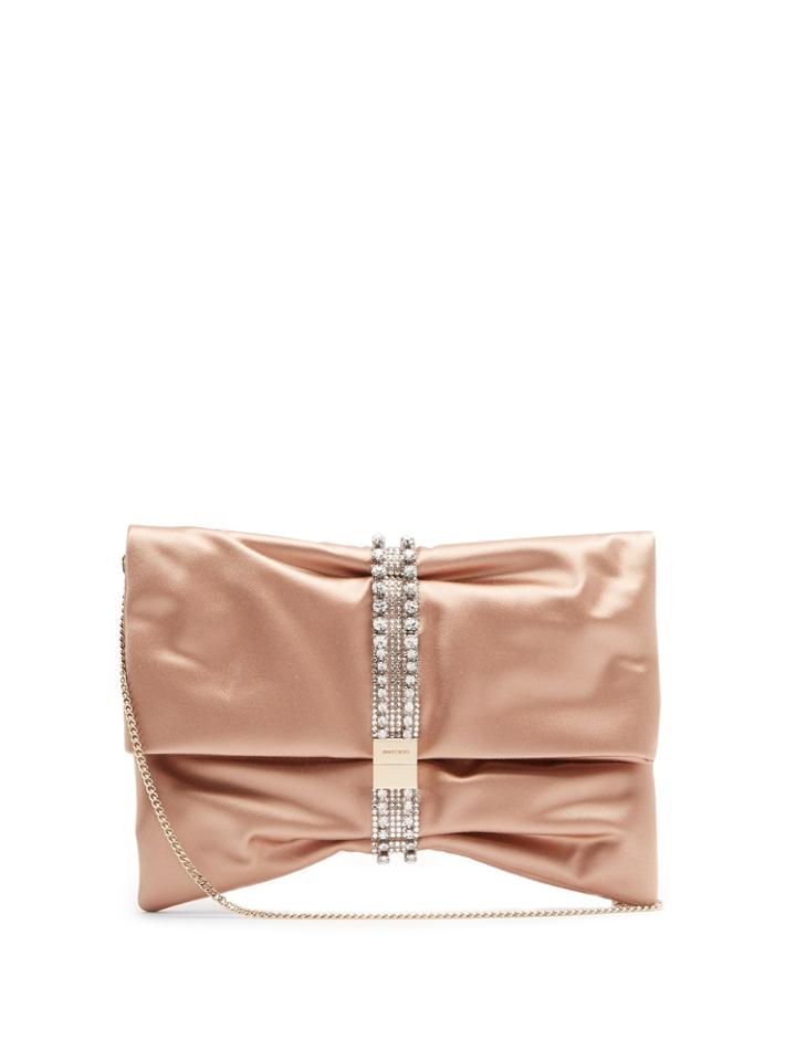 Jimmy Choo Chandra Crystal-embellished Satin Clutch Bag