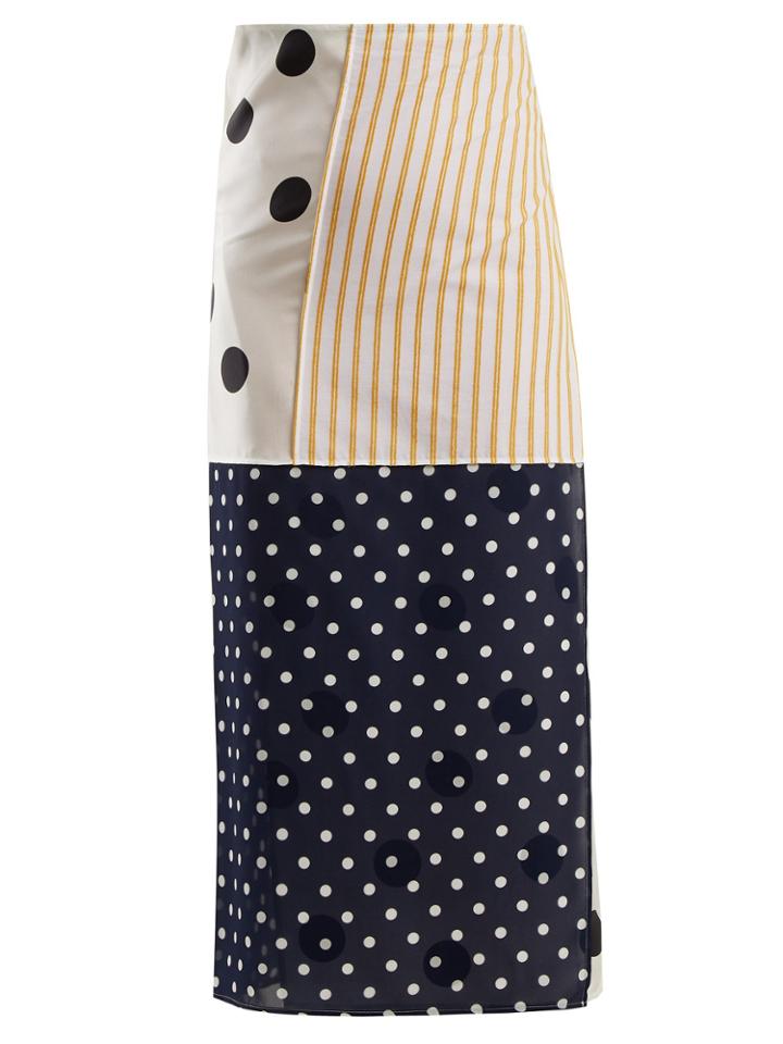 Mm6 Maison Margiela Patchwork Cotton And Silk Skirt