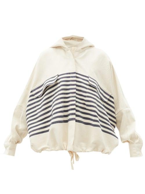 Matchesfashion.com Marrakshi Life - Hooded Striped Cotton Top - Womens - Ivory Multi