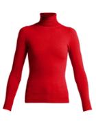 Matchesfashion.com Joostricot - Peachskin Roll Neck Cotton Blend Sweater - Womens - Red