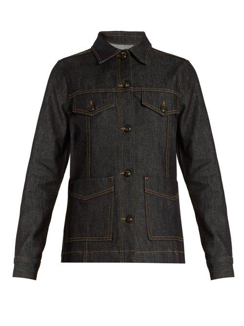 Matchesfashion.com Frame - Le Raw Cotton Blend Denim Jacket - Womens - Dark Indigo