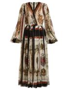 Matchesfashion.com Dolce & Gabbana - Queen Of Hearts And Floral Print Silk Dress - Womens - Multi