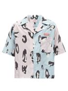 Charles Jeffrey Loverboy - Lynx-print Silk-blend Bowling Shirt - Mens - Pink Multi