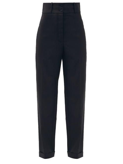 Matchesfashion.com Roksanda - Medea High-rise Wool Grain De Poudre Trousers - Womens - Black