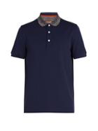 Matchesfashion.com Missoni - Striped Collar Cotton Piqu Polo Shirt - Mens - Navy