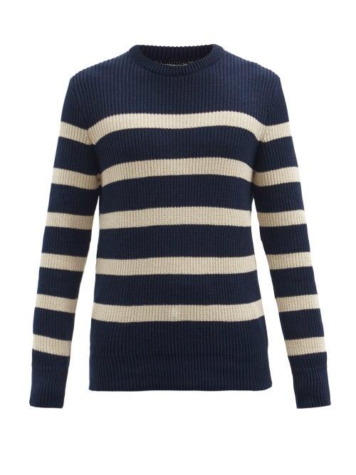 Matchesfashion.com Oliver Spencer - Blenheim Striped Organic-cotton Sweater - Mens - Navy Multi