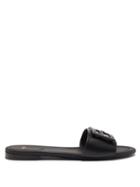 Ladies Shoes Fendi - Ff Cutout Leather Slides - Womens - Black