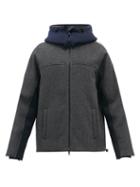 Mens Rtw Valentino - Herringbone And Quilted-shell Hooded Down Coat - Mens - Black