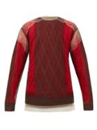 Matchesfashion.com Y/project - Tulle Overlay Argyle Wool Sweater - Mens - Red