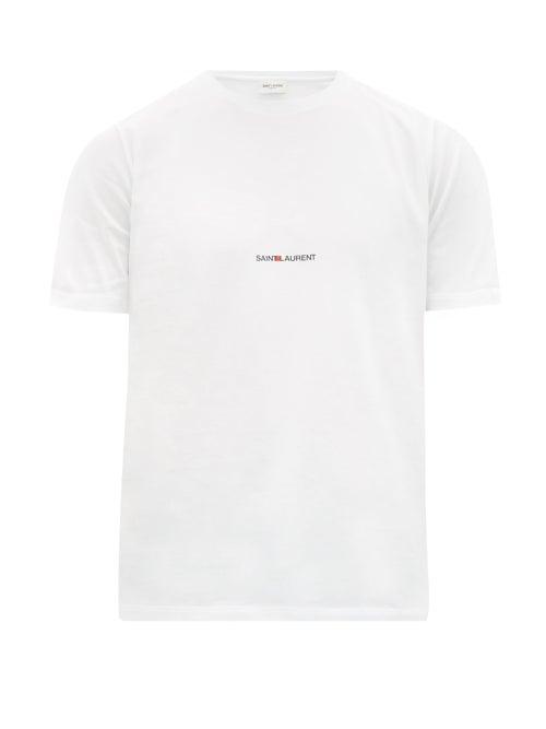 Matchesfashion.com Saint Laurent - Logo-print Cotton T-shirt - Mens - White
