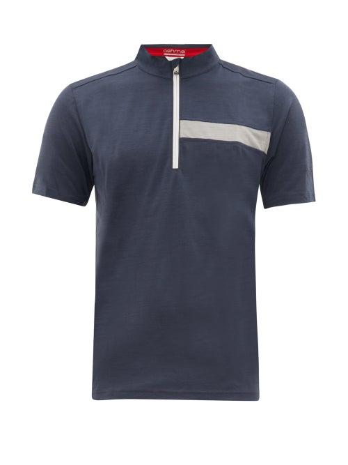 Matchesfashion.com Ashmei - Zipped Merino Wool Blend Jersey Top - Mens - Navy