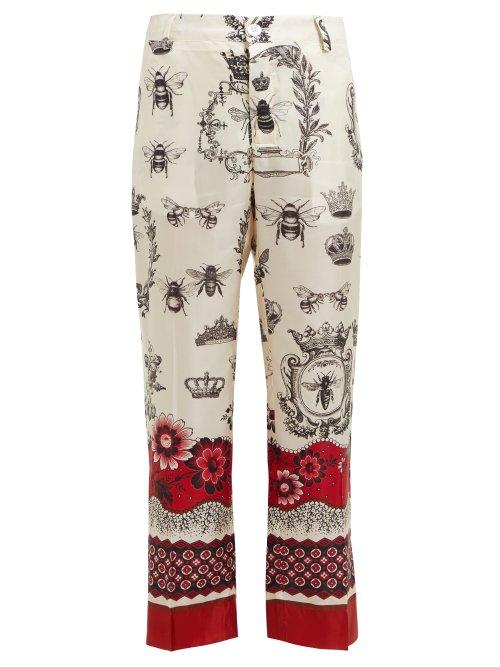 Matchesfashion.com F.r.s - For Restless Sleepers - Tartaro Bee And Crown Print Twill Trousers - Womens - Red Multi