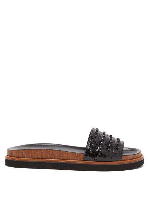 Matchesfashion.com Tod's - Gommini Fussbett Leather Studded Slides - Womens - Black