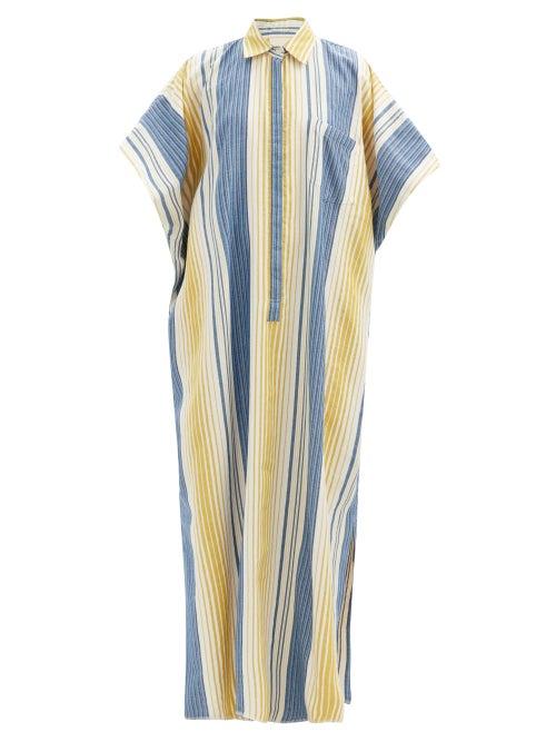 Matchesfashion.com Marrakshi Life - Point-collar Jacquard-stripe Cotton-blend Kaftan - Womens - Multi Stripe