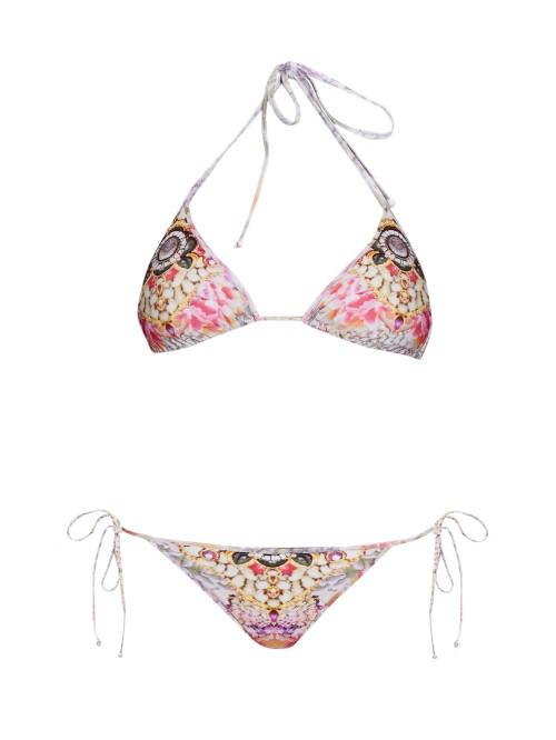 Athena Procopiou Aria Bejewelled-print Triangle Bikini