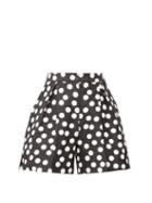 Matchesfashion.com Carolina Herrera - High-rise Polka-dot Cotton-blend Shorts - Womens - Black White
