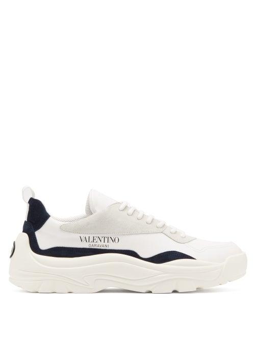 Matchesfashion.com Valentino - Gumboy Chunky Leather And Suede Trainers - Mens - White Multi