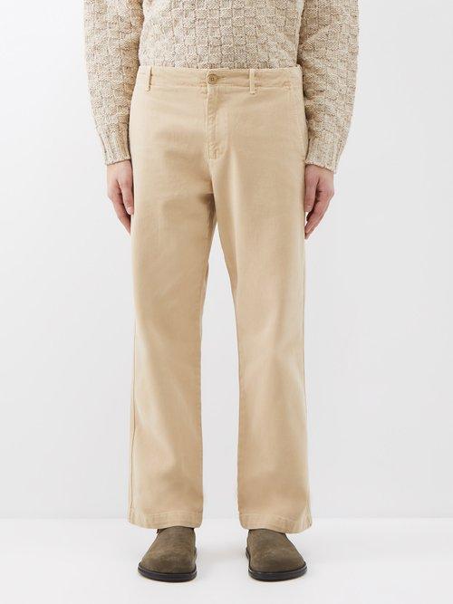 Sunflower - Cotton-twill Relaxed-leg Chinos - Mens - Khaki