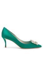 Matchesfashion.com Roger Vivier - Flower Crystal-embellished Satin Pumps - Womens - Emerald