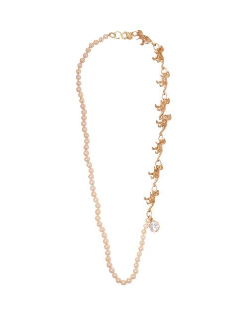 Matchesfashion.com Sonia Boyajian - Dinosaur Princess Pearl And Gold Plated Necklace - Womens - Pearl
