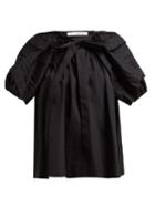 Matchesfashion.com Cecilie Bahnsen - Paloma Tie Neck Pleated Cotton Blouse - Womens - Black