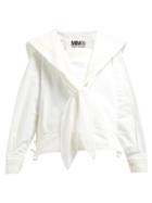Matchesfashion.com Mm6 Maison Margiela - Sailor Collar Denim Blouse - Womens - Cream