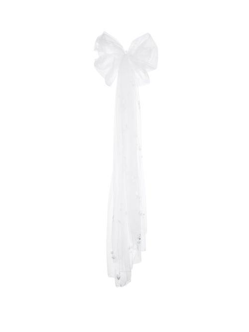 Stephen Jones - Leather-trim Tulle-bow Hat - Womens - Ivory