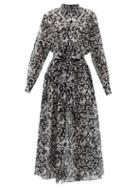 Matchesfashion.com Saloni - Inez Phoenix-print Cotton-blend Shirt Dress - Womens - Black White