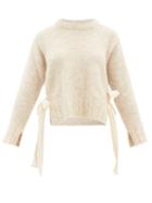 Ladies Rtw Mm6 Maison Margiela - Logo-embroidered Ribbon-ties Sweater - Womens - Ivory