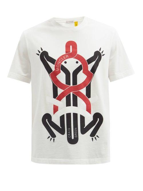 Matchesfashion.com 5 Moncler Craig Green - Frog-print Cotton-jersey T-shirt - Mens - White