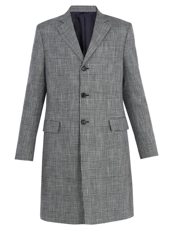 Acne Studios Mavin Prince Of Wales-checked Linen-blend Coat