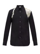 Matchesfashion.com Alexander Mcqueen - Metallic-harness Poplin Shirt - Mens - Navy