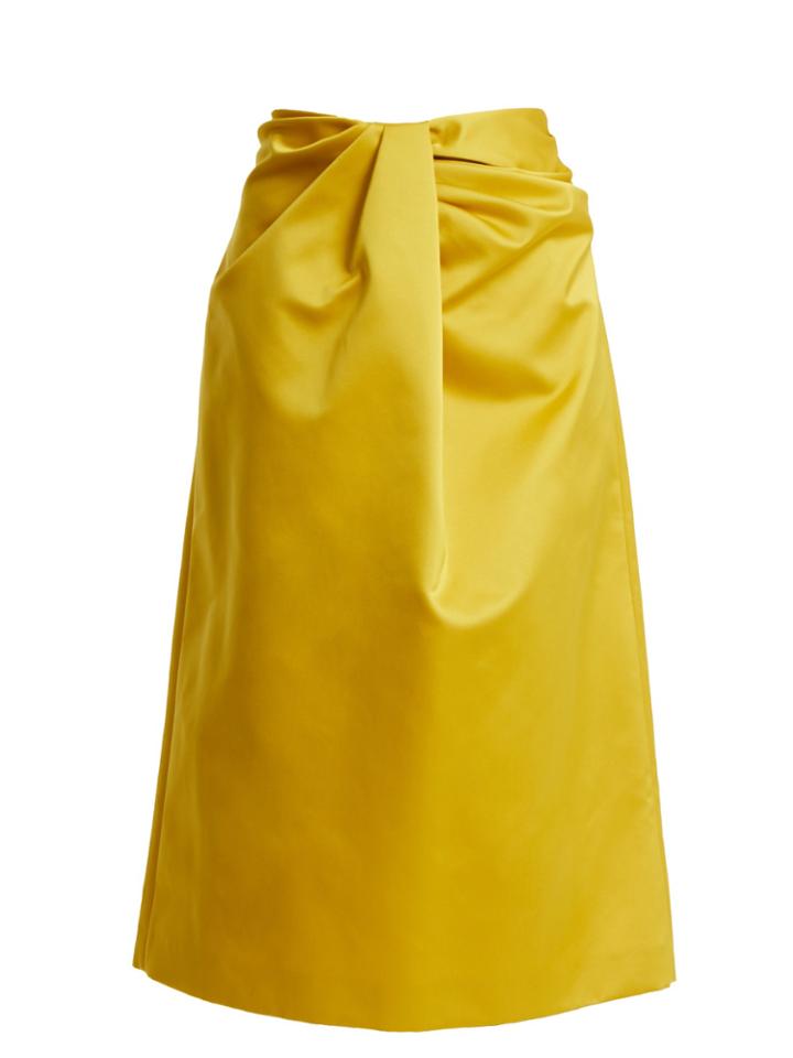 Rochas Twisted-front Duchess-satin Skirt
