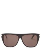 Matchesfashion.com Saint Laurent - Slim Flat Top D Frame Acetate Sunglasses - Womens - Black