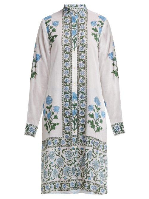 Matchesfashion.com Juliet Dunn - Poppy Print Cotton Shirt Dress - Womens - White Multi