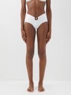 Christopher Esber - High-rise Ruched-prong Bikini Briefs - Womens - White