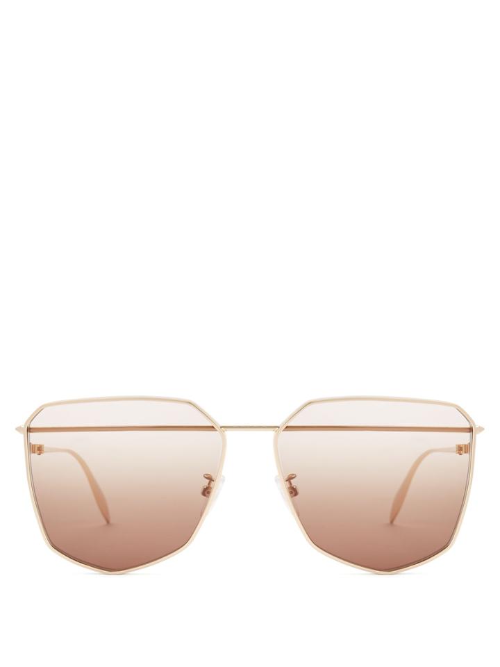 Alexander Mcqueen Angular-frame Metal Sunglasses