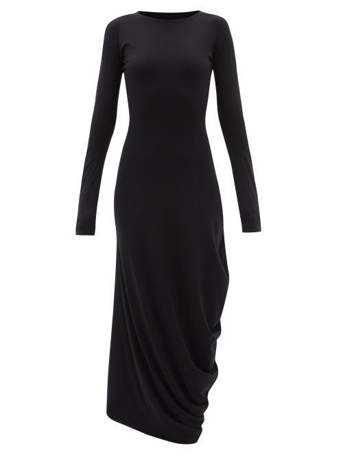 Matchesfashion.com Maison Margiela - Four Stitches Swagged-hem Jersey Dress - Womens - Black