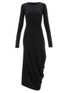 Matchesfashion.com Maison Margiela - Four Stitches Swagged-hem Jersey Dress - Womens - Black