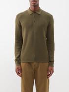 Rag & Bone - Harvey Cotton-blend Long-sleeved Polo Shirt - Mens - Khaki