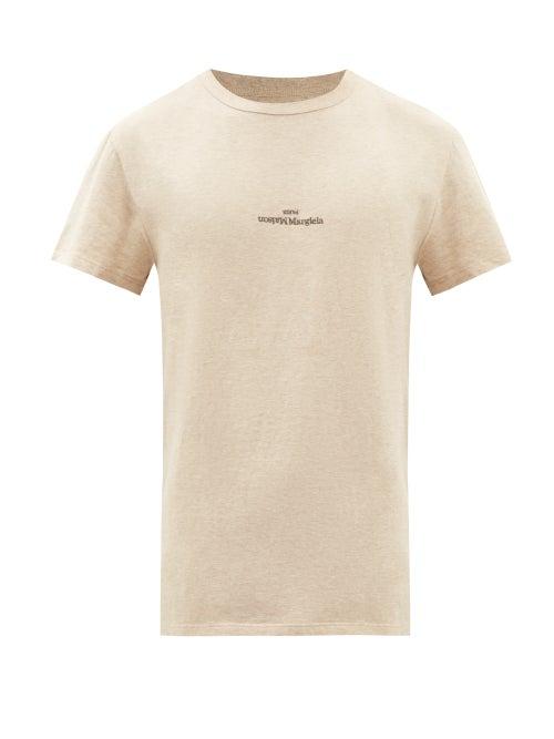 Maison Margiela - Reverse-logo Cotton-jersey T-shirt - Mens - Beige