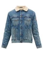 Matchesfashion.com Polo Ralph Lauren - Flag Patch Faux Shearling Denim Jacket - Mens - Blue