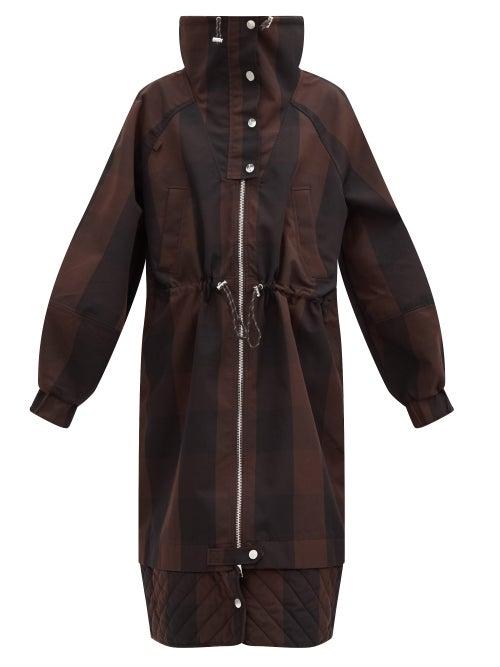 Matchesfashion.com Ganni - Quilted-hem Striped Cotton-blend Canvas Coat - Womens - Black Brown