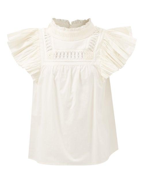 Sea - Thora Embroidered Cotton-voile Top - Womens - Cream
