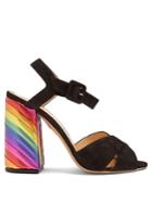 Charlotte Olympia Emma Rainbow Suede Sandals