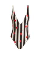 Matchesfashion.com Solid & Striped - The Michelle Cherry Print Swimsuit - Womens - Black Multi